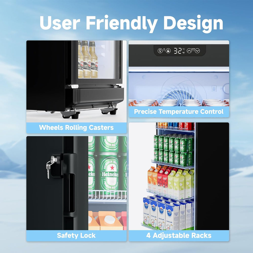7 Cu.Ft Commercial Beverage Refrigerator with Glass Door