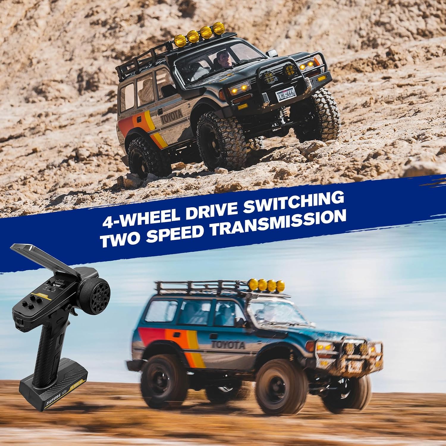 FMS FCX10 1/10 RC Crawler Land Cruiser LC80 Toyota Licensed, 4WD 2.4Ghz RC Rock Crawler, Hobby Grade Off-Road RC with