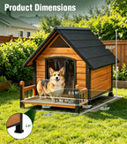 Dog House Outdoor Weatherproof with Iron Frame and Asphalt Roof
