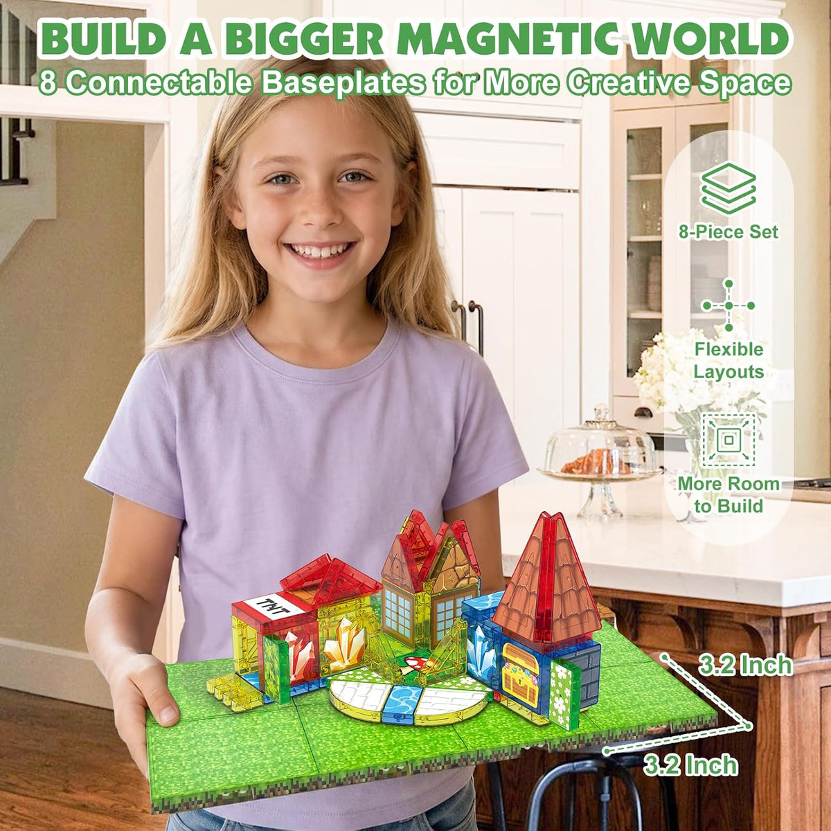 Magnetic Blocks Baseplate for Magnetic Building Blocks Placing, 8PCS
