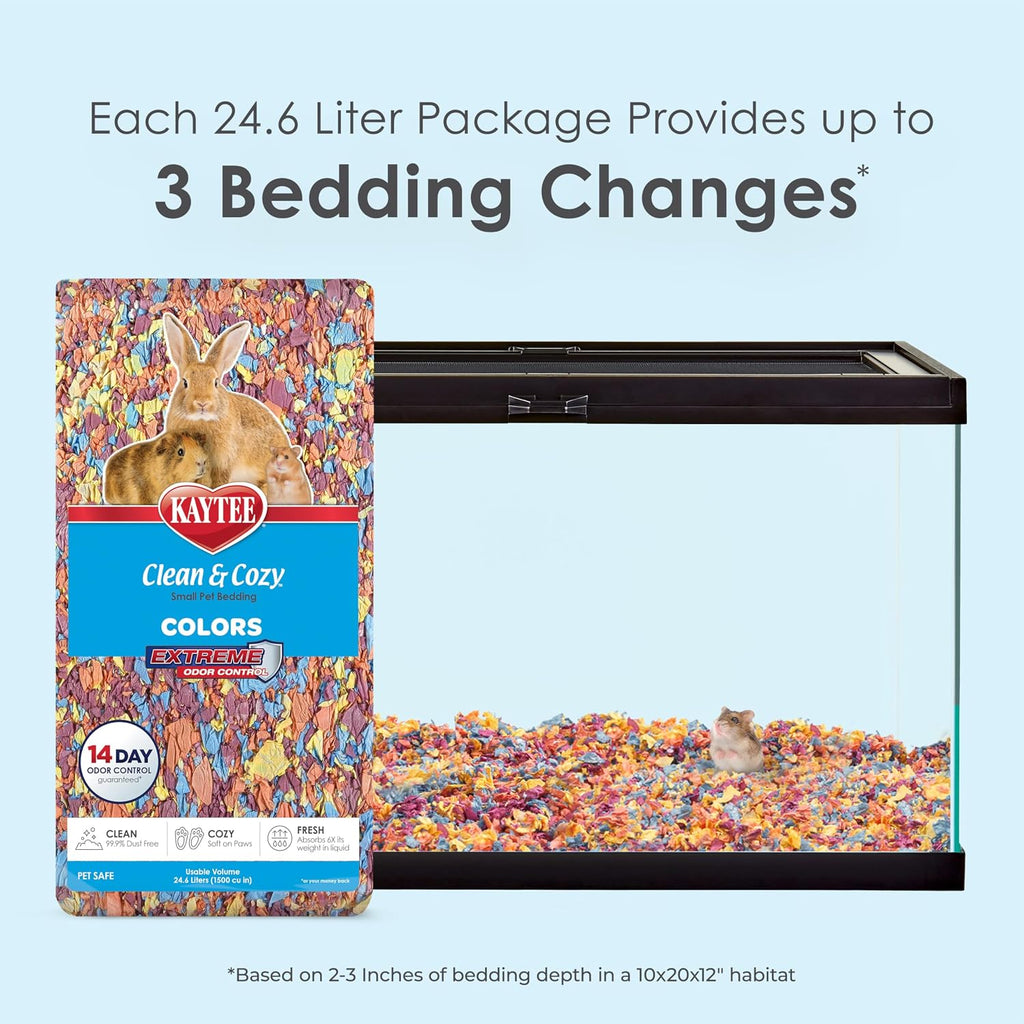 Clean & Cozy Colors, Small Animal Bedding with Extreme Odor Control, Kaleidoscope, 24.6 Liters