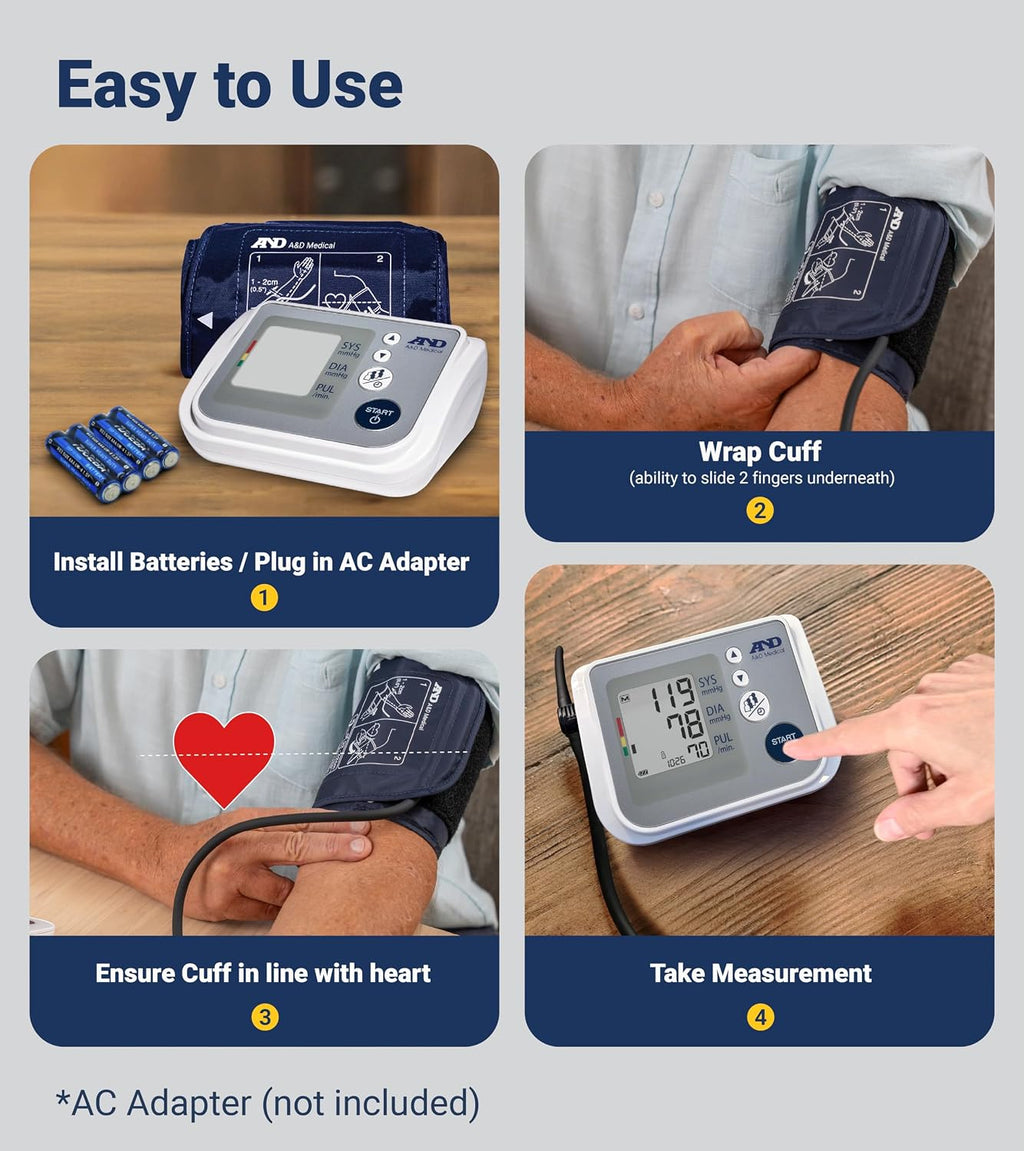 Blood Pressure Monitor for Home Use, UA-767F, Wide-Range Cuff (8.6-16.5"/22-42cm), 4 User, Easy to Use, Body Movement