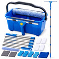 Window Cleaning Kit with Bucket, 76" Extension Pole, Squeegee & Scrubber