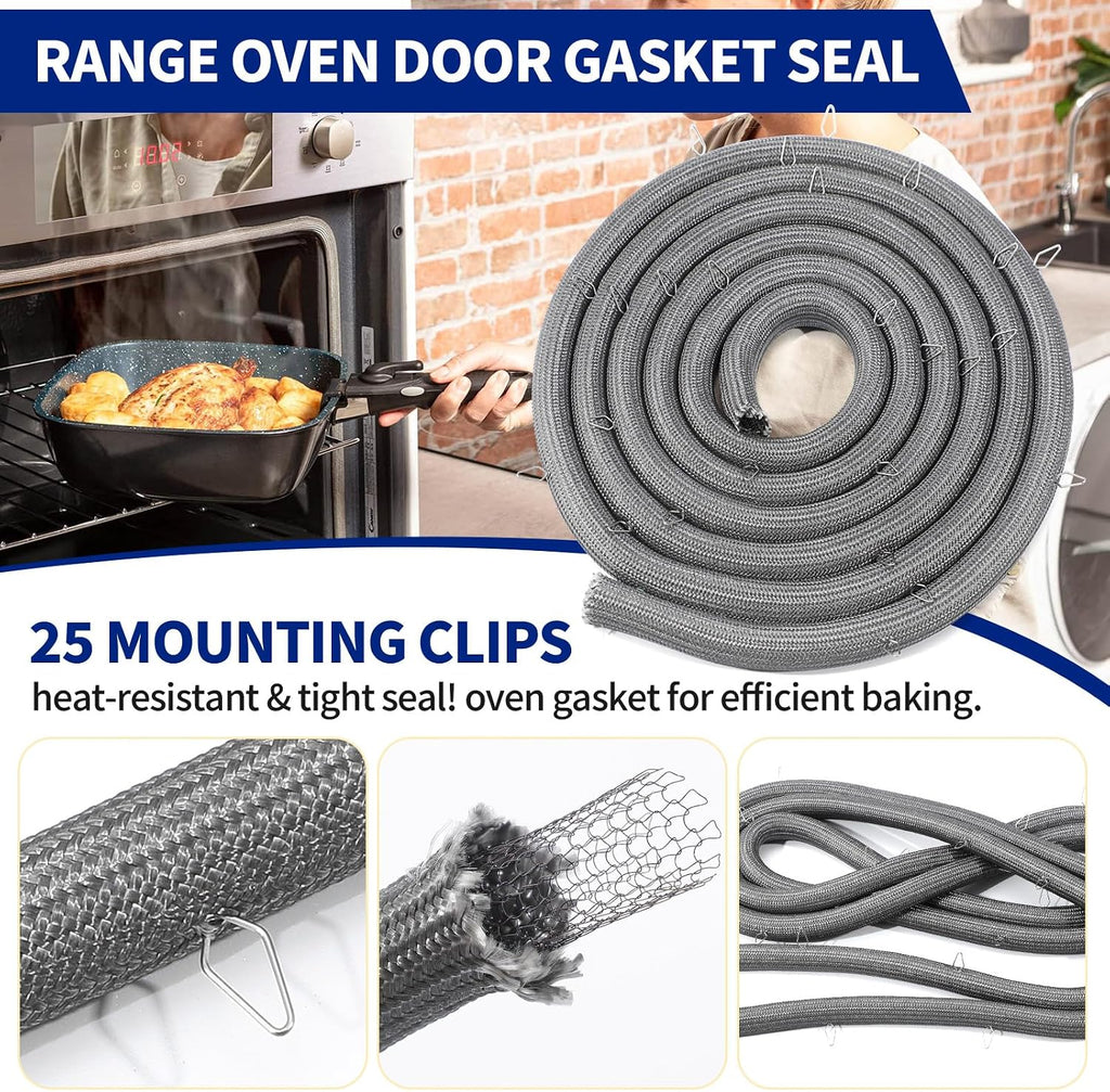 MFZ63174202 Oven Door Gasket (25 Mounting Clips) for LG, Replaceable MFZ63174201 4422029 AP6801511 PS12590644 EAP12590644 etc, Compatible with LRE3083ST LRE3061BD LRE3023ST LRE3021ST etc Model, OEM