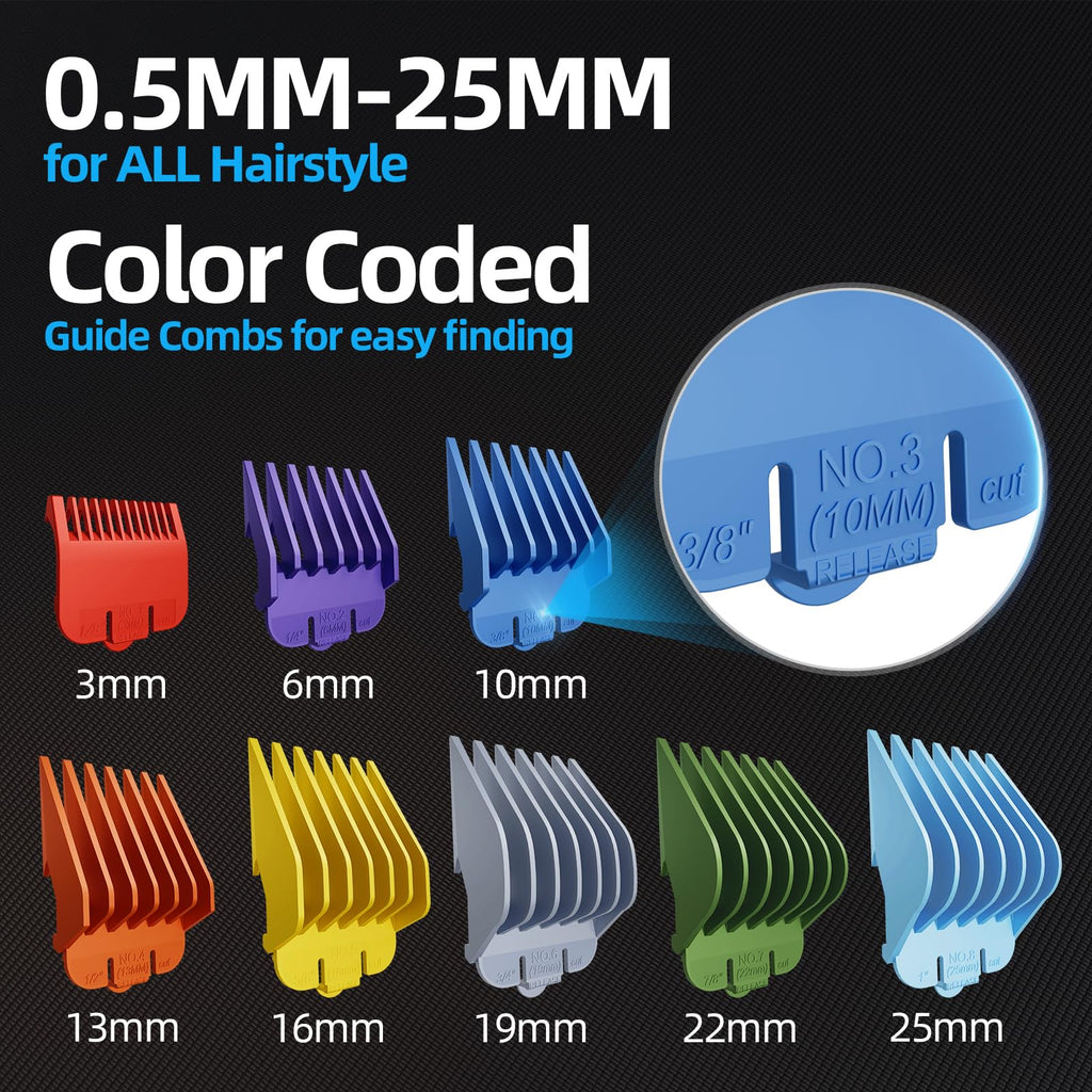 Low Noise Hair Clippers for Men & Women with 10 Color Guide Combs