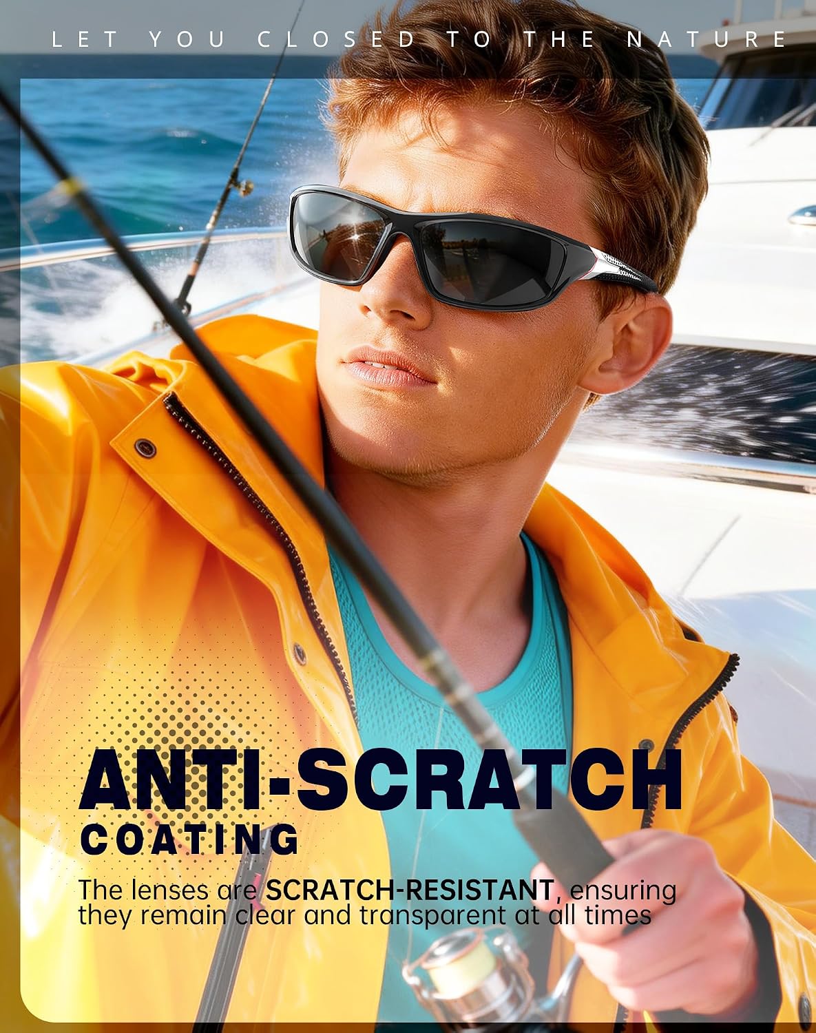 Sports Sunglasses for Men, Polarized Sunglasses Men with UV Protection for Running Cycling Fishing