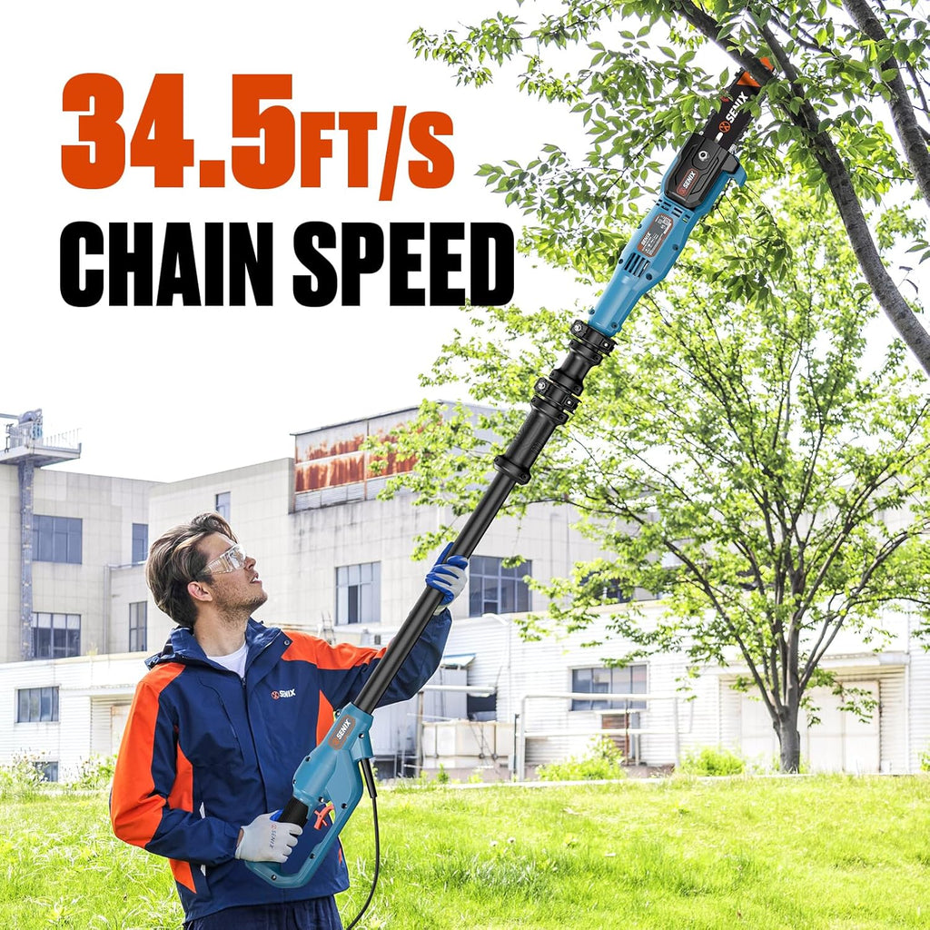 8A Corded Electric Pole Saw, 8 Inch Telescoping Pole Chainsaw 14ft Max Reach, Lightweight Tree Trimmer for High