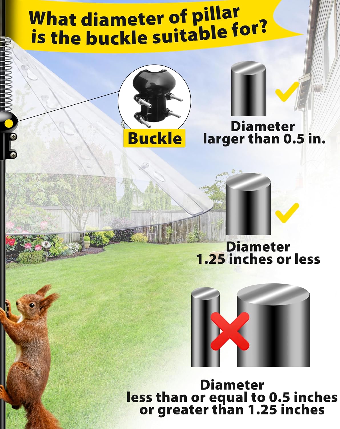 Squirrel Baffle,Squirrel Baffle for Bird Feeder Pole,19-Inch Squirrel-Proofs for Outdoor Shepherd's Hooks,Outside