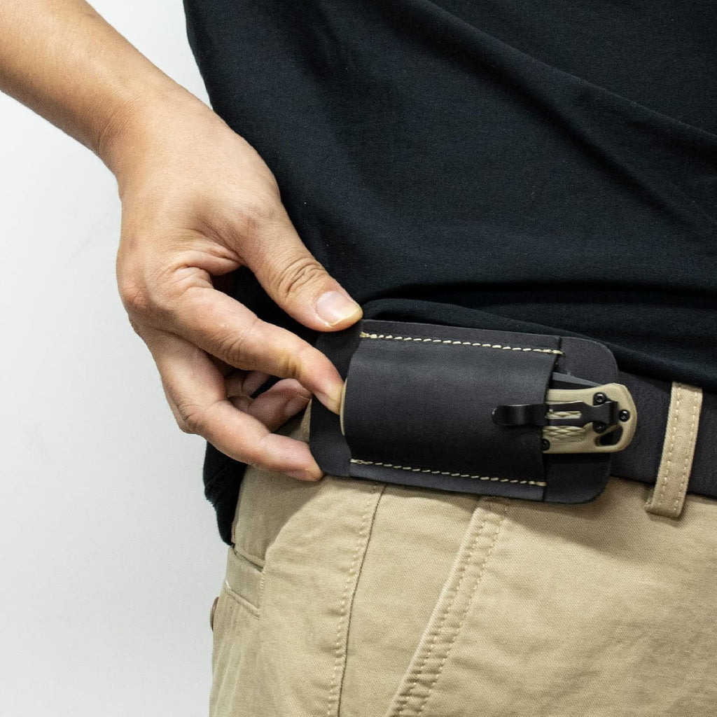 Knife Sheath, Handmade Knife Holster, Horizontal Carry Leather Sheath for Belt, EDC Pocket Organizer for Men,Size