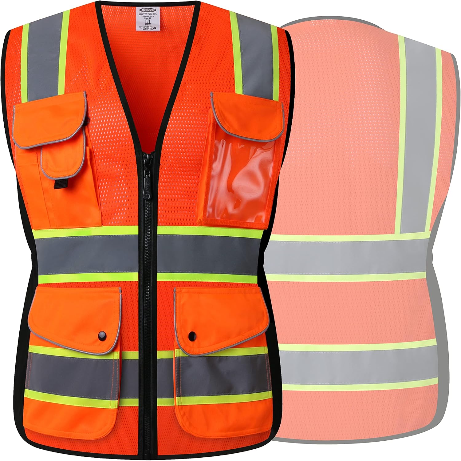 Women Hi-Vis Reflective Safety Vest | Neon Color body Sewed Reflective Strips Breathable Lightweight