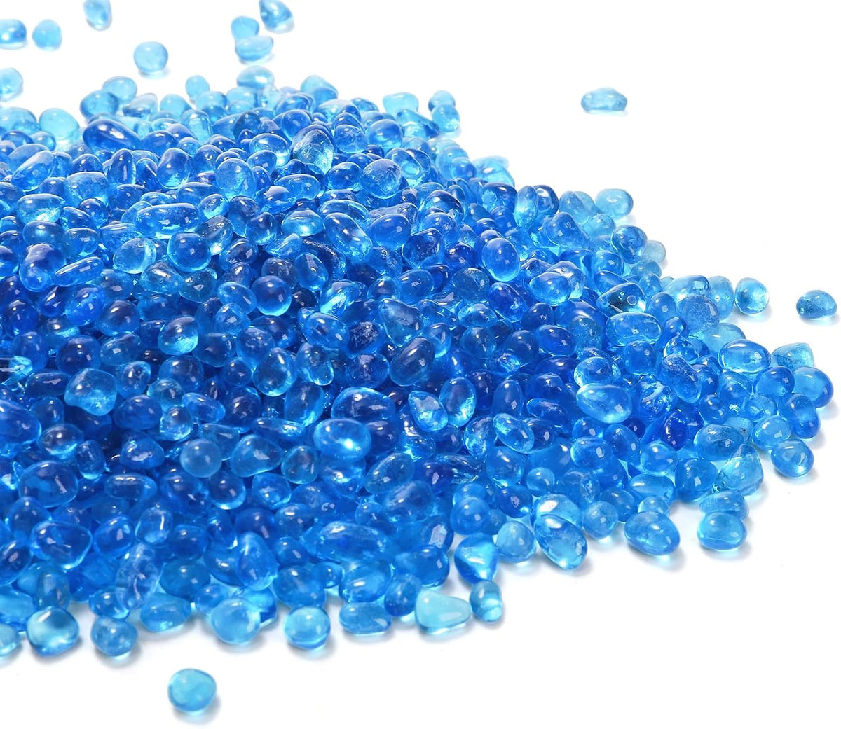 5LB Fish Tank Gravel, Polished Small Aquarium Substrate Gravel Sand, Blue Sea Glass Beads for Vases, Irregular