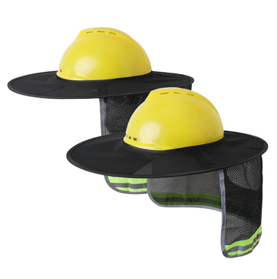 2 Pack Hard Hat Sun Shade Full Brim Sunshade Neck Cover,YW009,Black