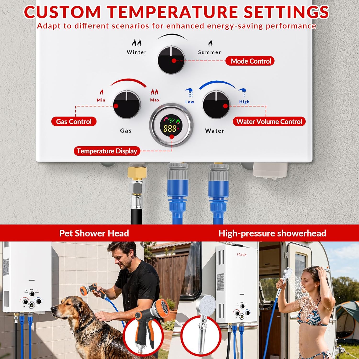 Tankless Water Heater Propane,2.64GPM 10L Outdoor Portable Water Heater,with 2 GPM Water Pump, Instant Propane Water