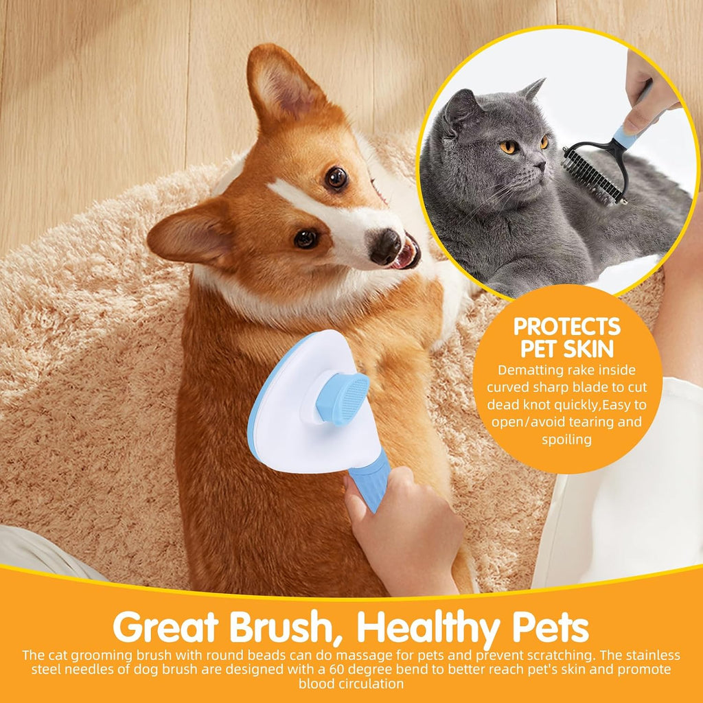 Aglads 12 in 1 Pet Grooming Kit, Dog Grooming Supplies with Self Cleaning Slicker Brush, Dematting Comb, Safety Nail