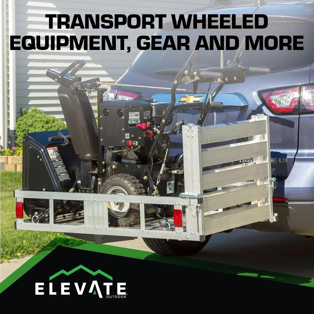 Outdoor Deluxe Cargo Carrier with Folding Loading Ramp, 500 lb Cap