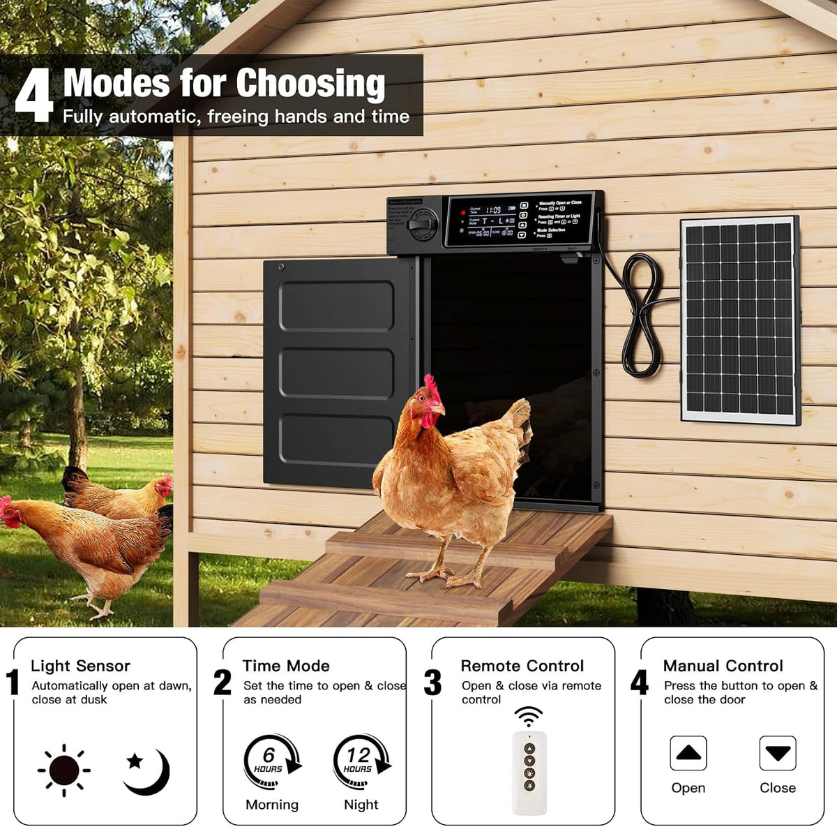 Automatic Chicken Coop Door, Large Size Solar Powered Coop Door