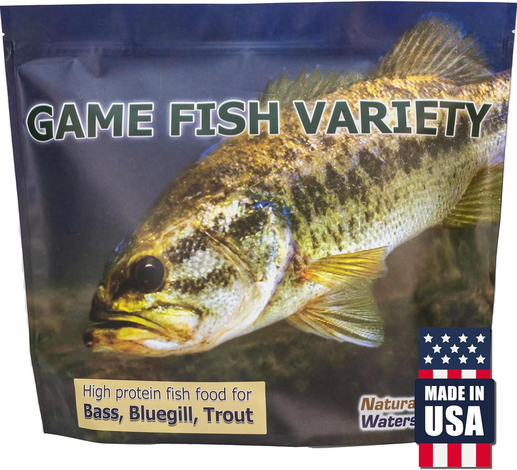 Game Fish Food Variety | Pond and Lake Fish Food Pellets | 7 lb Resealable Bag | Feed to Bass, Bluegill, Trout |