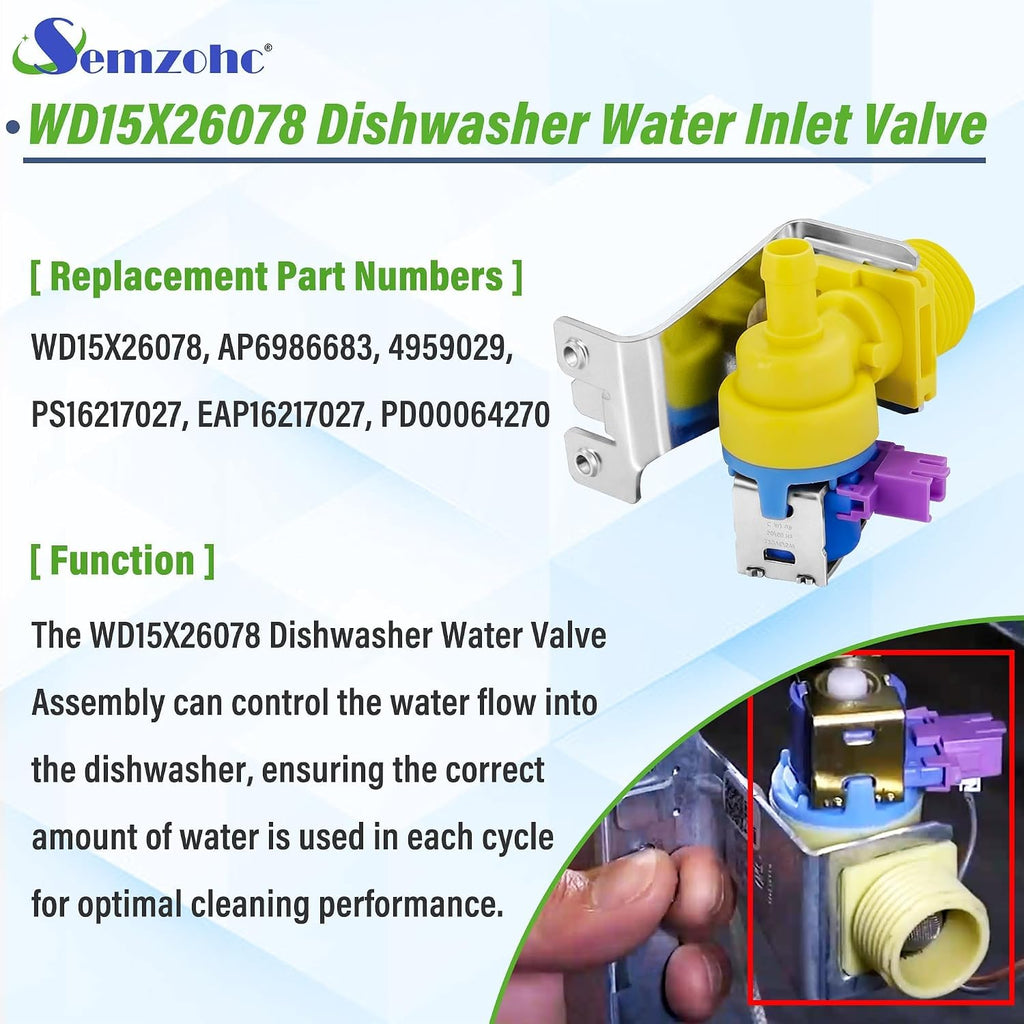 WD15X26078 GDT645SYN3FS GDP665SYN3FS Water Inlet Valve Fit for GEDishwasher