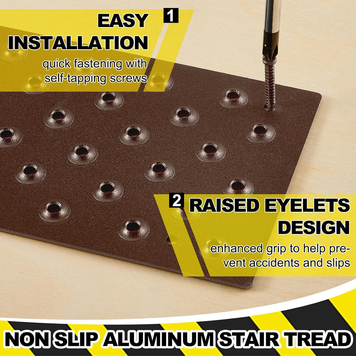 4 Pcs Aluminum Non Slip Stair Tread 30 x 3.75 Inch Metal Nosing