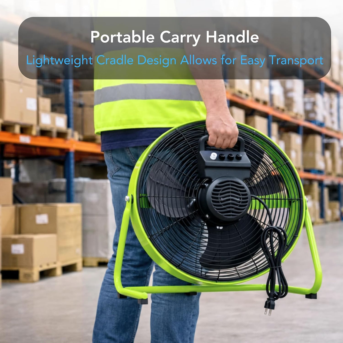 COMFORT ZONE 20-Inch High-Velocity Industrial Floor Fan