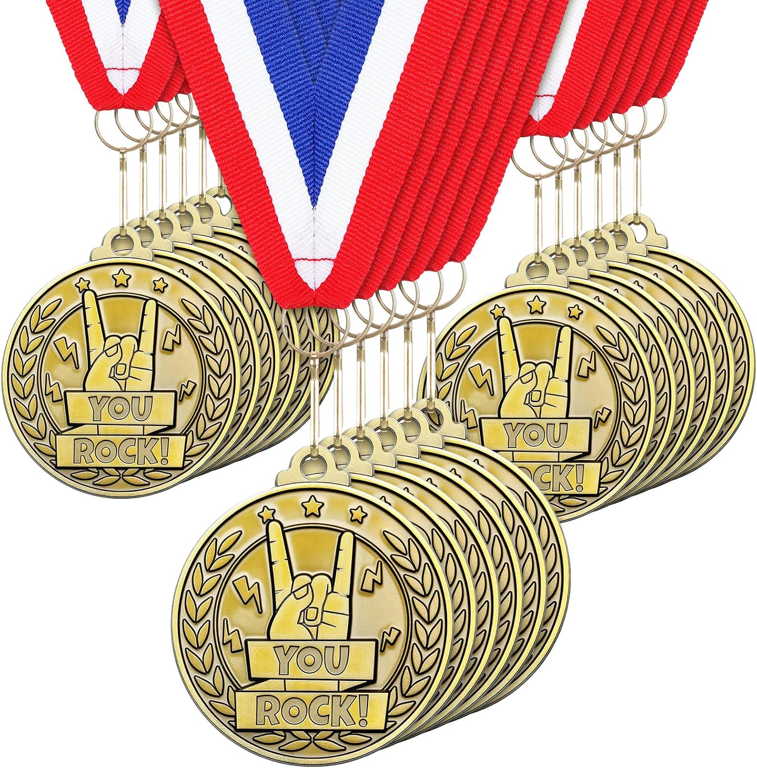 30 Pcs 2'' Gold Awards Medals Bulk Winner Medals with Neck Ribbons Encourage Team Participation for Adults Trophy
