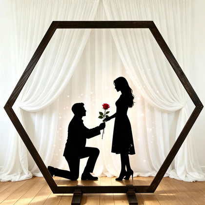 Rustic Hexagonal Wooden Arch,Handmade,Sturdy and Versatile,Perfect for Wedding Backdrops and Decor,Wooden Wedding