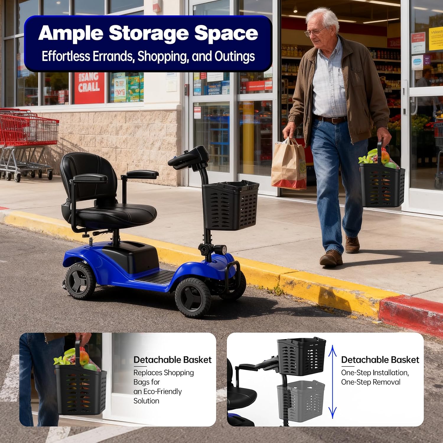 Mobility Scooter,Foldable,300 lbs Capacity,Travel & Daily Commute