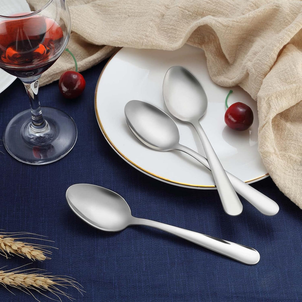 36-Piece Dinner Spoons Set, Funnydin 6.7" Stainless Steel Spoons Silverware, Durable Dessert Spoons, Table Spoon Use