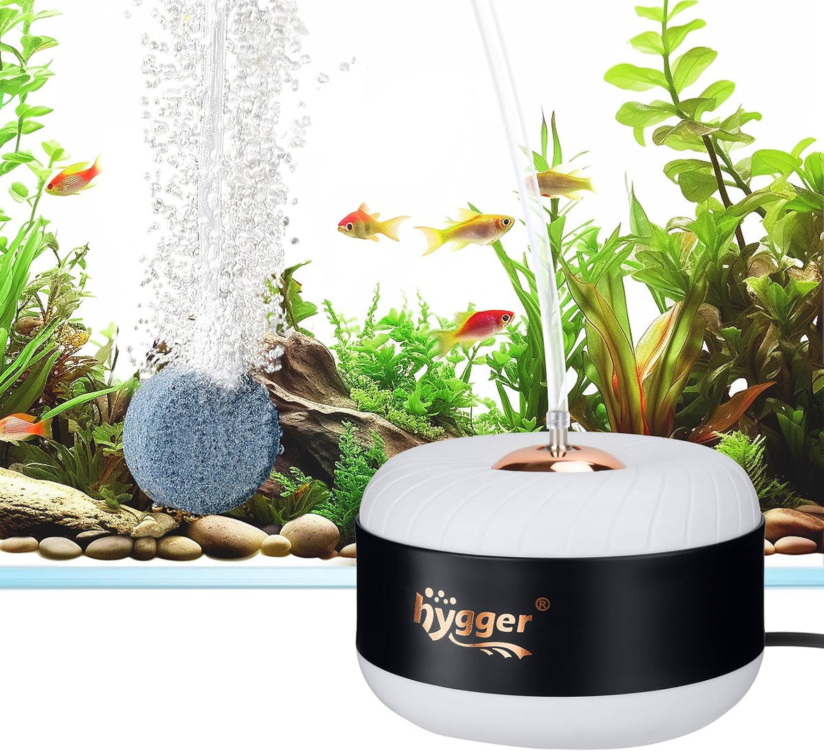 3W/8W Aquarium Air Pump, Powerful 50GPH/140GPH Adjustable Fish Tank Aerator, Ultra Quiet Oxygen Pump Aquarium Bubbler