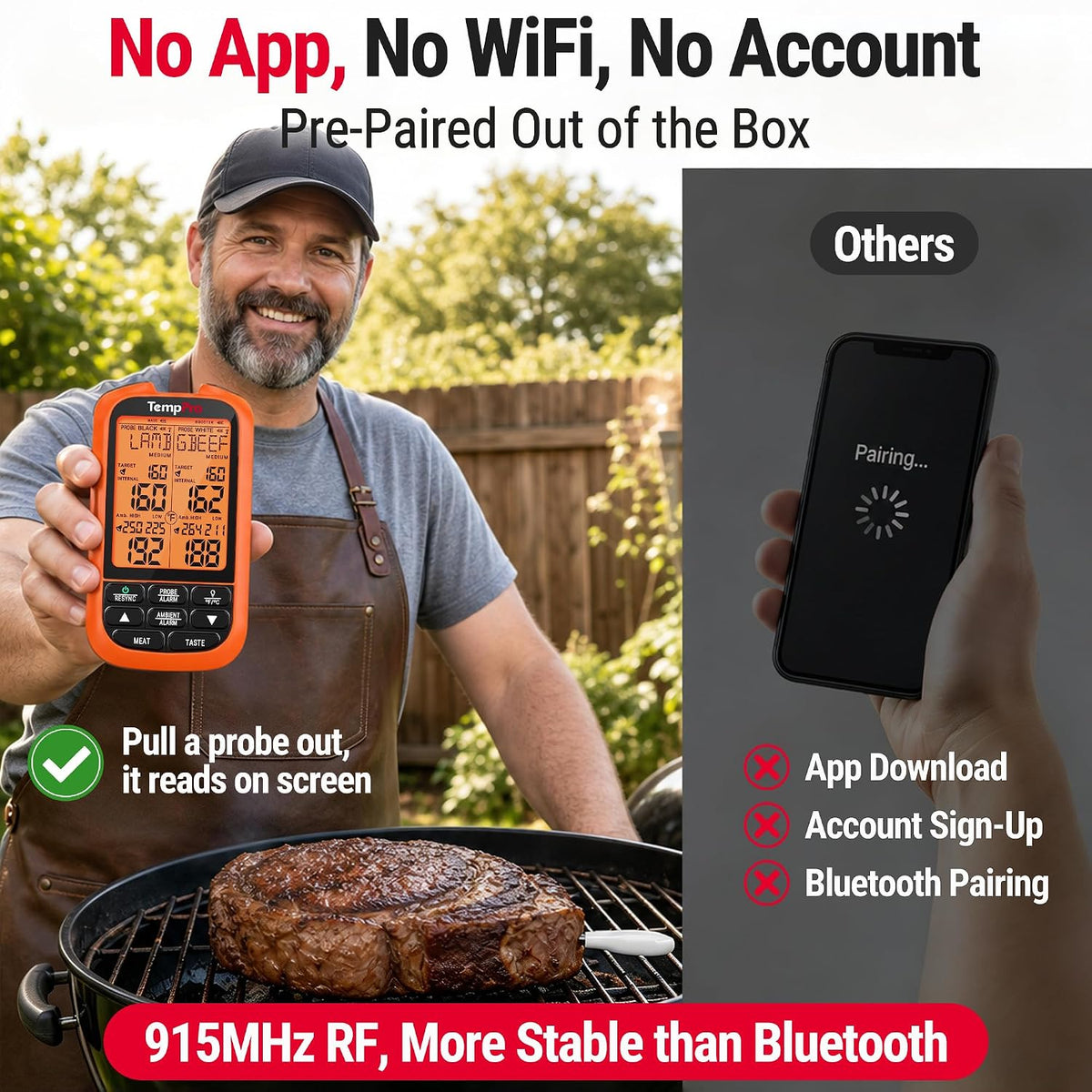 TempSync 2000FT Wireless Meat Thermometer Digital with 2 Probes