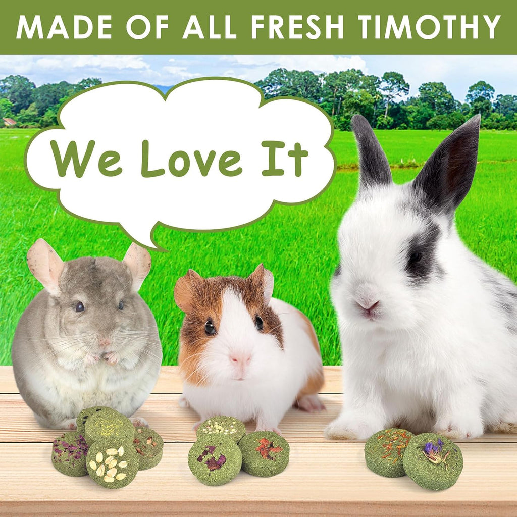 Treats Rabbit Toys, 100% Edible Premium Timothy Hay Chew A Blocks for Rabbits, Chinchilla Treats, Chew Toys for Teeth
