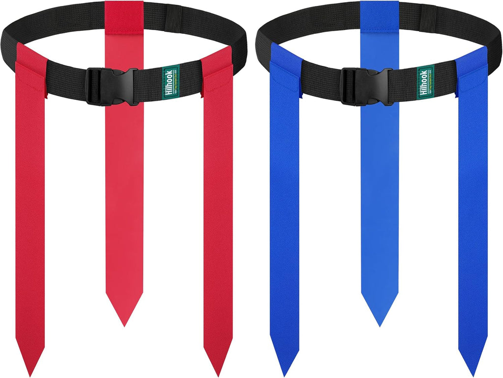 Flag Football Belts for Kids, Youth & Adults, Blue & Red Flags | 2/4/10/20-Player Adjustable Flag Football Set