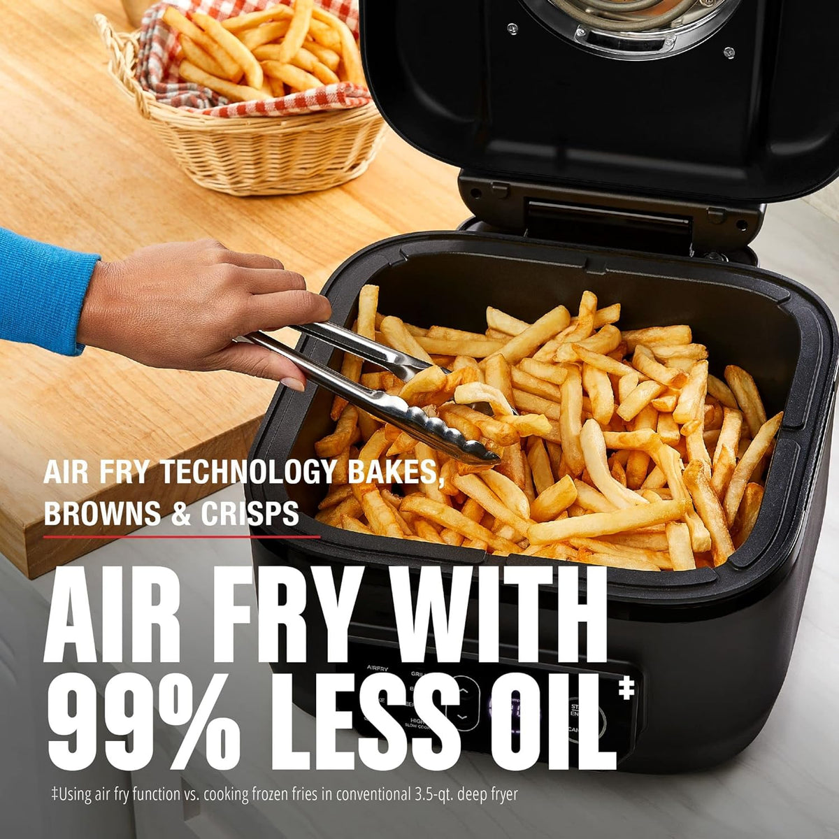 Beyond Grill 7-in-1 Electric Indoor Grill with Air Fry Technology, MCAFD800D, Black, Large | 7-in-1 grill with air