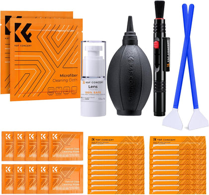 Camera Lens Cleaning Kit - 15ml Sensor Cleaner, Lens Pen Brush, Air Blower, Microfiber Cleaning Cloths & Full-Frame