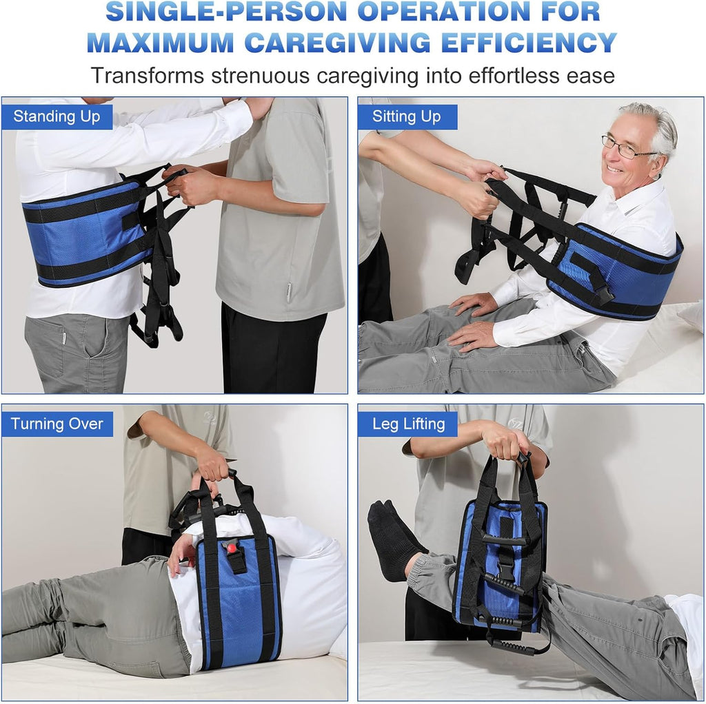 Transfer Sling, Gait Belt with 10 Padded Transfer Handles for Seniors
