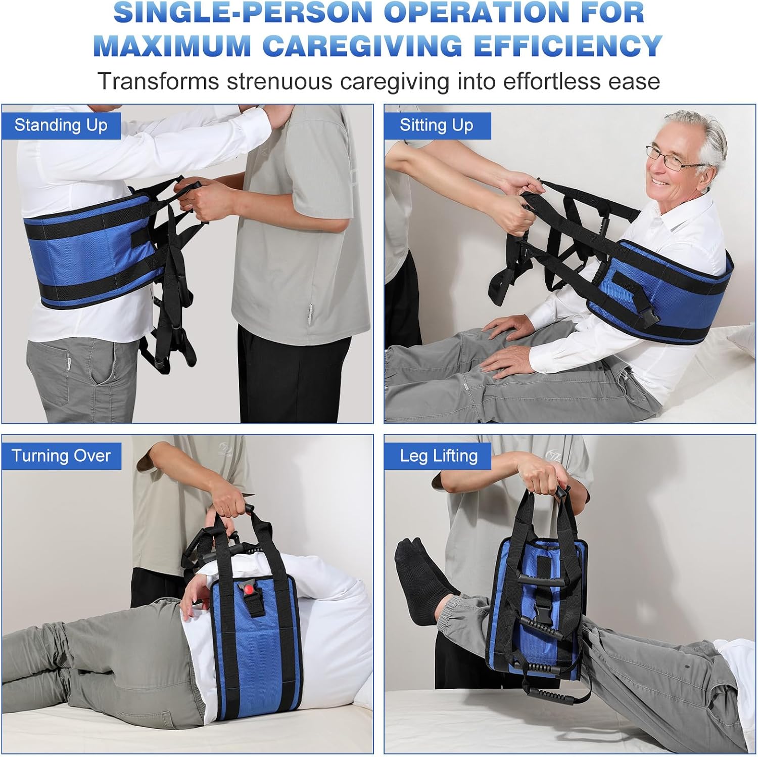 Transfer Sling, Gait Belt with 10 Padded Transfer Handles for Seniors