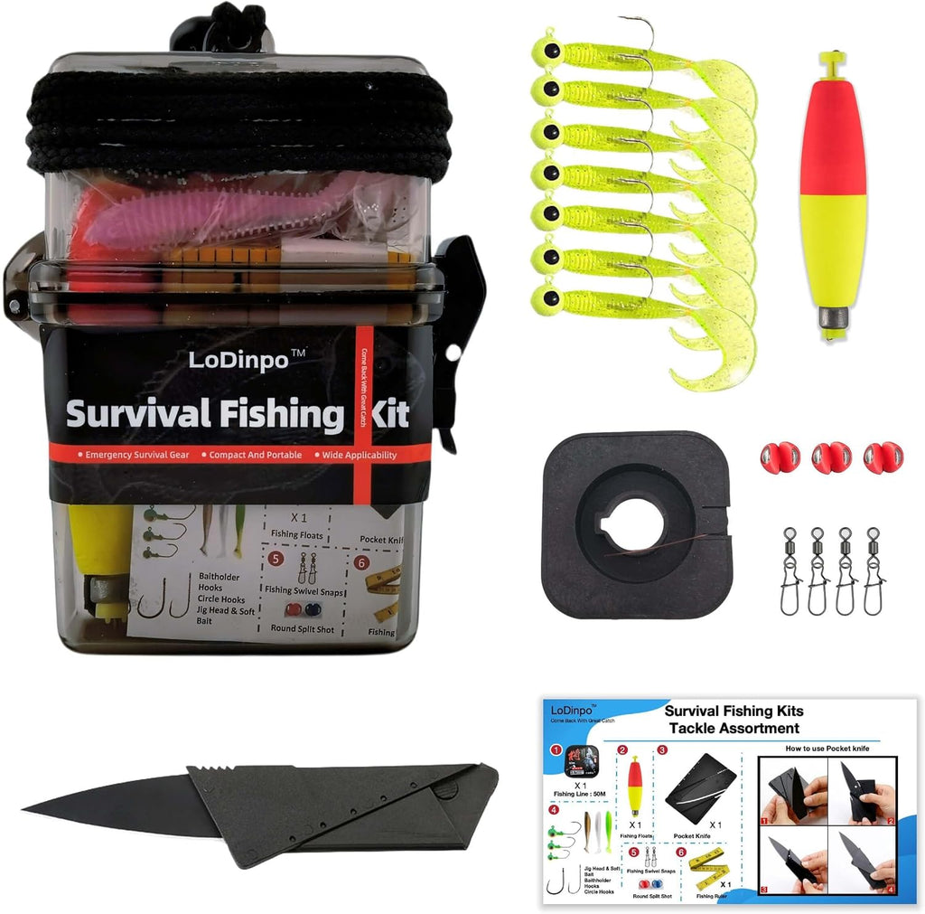 Mini Survival Fishing Kit Small Emergency Fishing Gear Box Pocket Fishing Tackle Travel Fishing Shoebox Surf