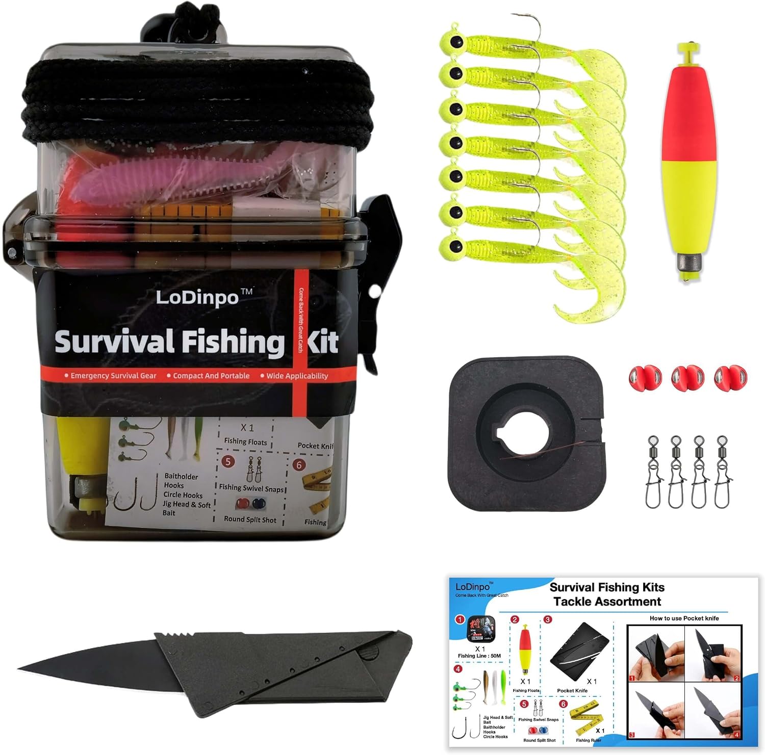 Mini Survival Fishing Kit Small Emergency Fishing Gear Box Pocket Fishing Tackle Travel Fishing Shoebox Surf