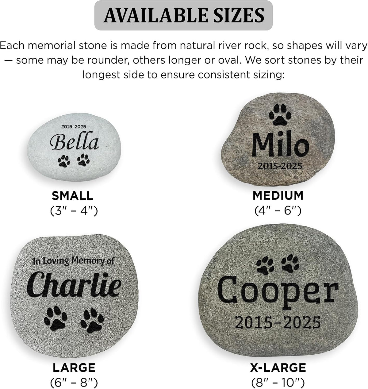 Personalized Pet Memorial Stone – Natural River Rock Custom Engraved Pet Headstone for Dogs & Cats – Outdoor Pet