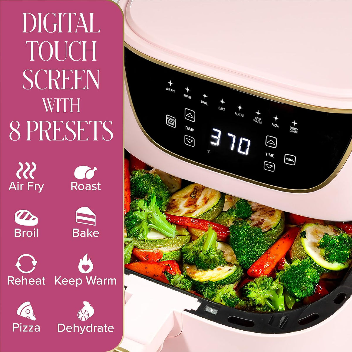 6-Quart Air Fryer, Nonstick Basket Made Without PFAS, Touchscreen, 8-in-1 (Fry, Roast, Broil, Bake, Reheat, Keep