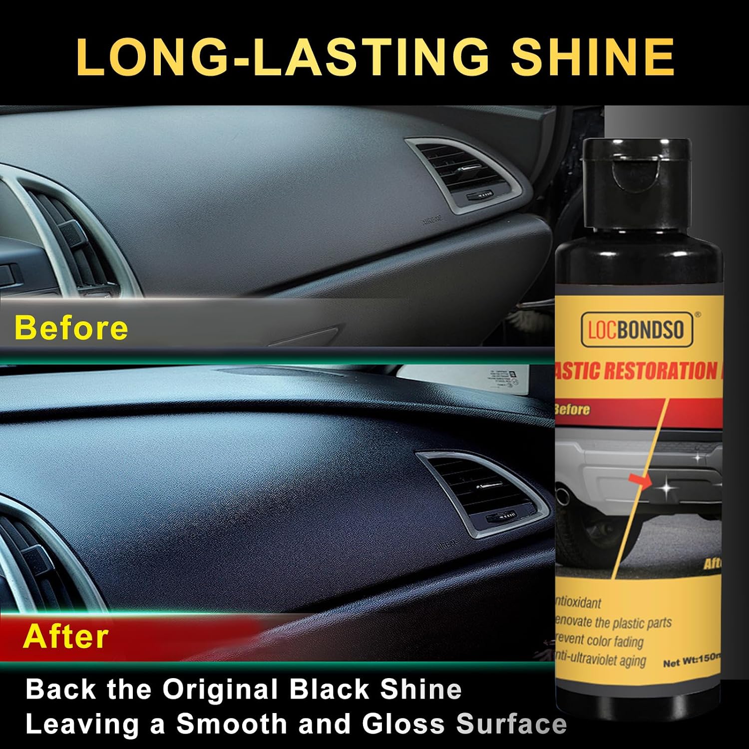 Plastic Restorer for Cars, Black Trim Restorer, 150ml /5 fl oz | Back to Black Plastic Restorer for Car Interior
