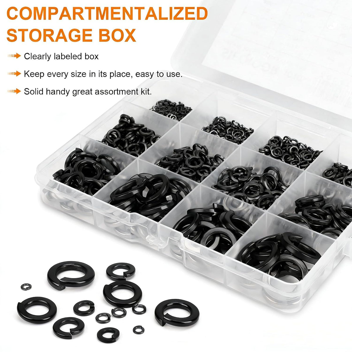 295Pcs Metric & SAE Spring Lock Washer Kit, 304 SS M3-M10 6#-3/8