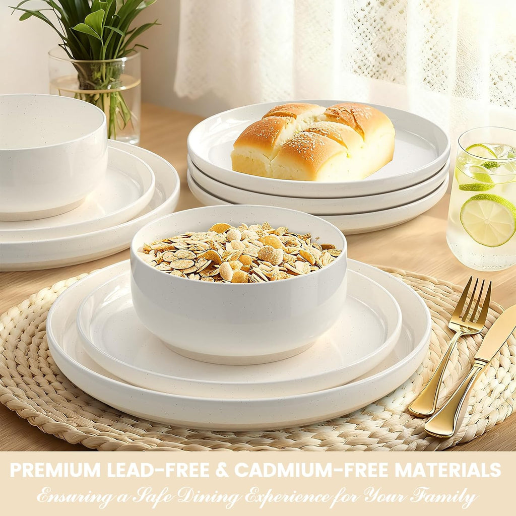 Dinnerware Set for 4, 12 Pieces Plates and Bowls Set