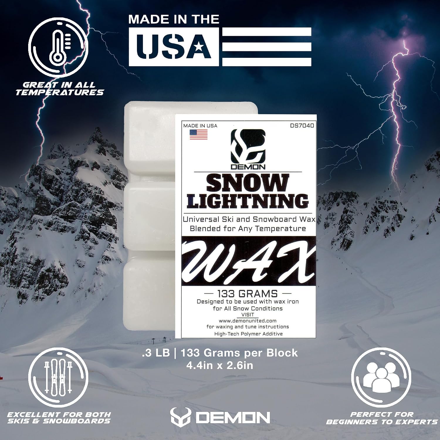 USA Silver Edition Ski & Snowboard Tuning Kit w/All Season Wax, Ski Hot Wax Iron, Edge Tuner, Metal Scraper, & More!