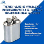 Supplying Demand W51-14BJA3-02 HVAC Blower Motor 1/4 HP 1 Phase 3 Speed 208/230V 1075 RPM