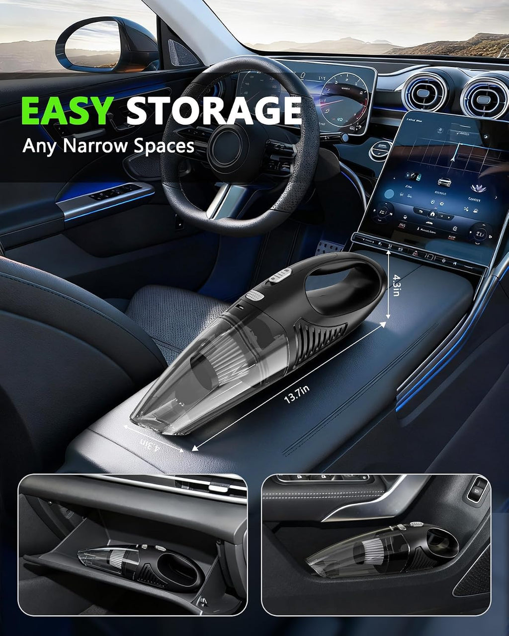 Handheld Vacuum Cordless, Rechargeable Car Vacuum Cleaner with Multiple Attachments, Portable Hand Held Vacuum