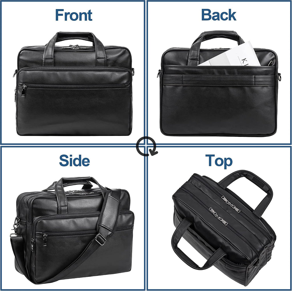 Leather Laptop Bag, Men's 15.6 Inche 17.3 Inche Messenger Briefcase Business Satchel Computer Handbag Shoulder Bag