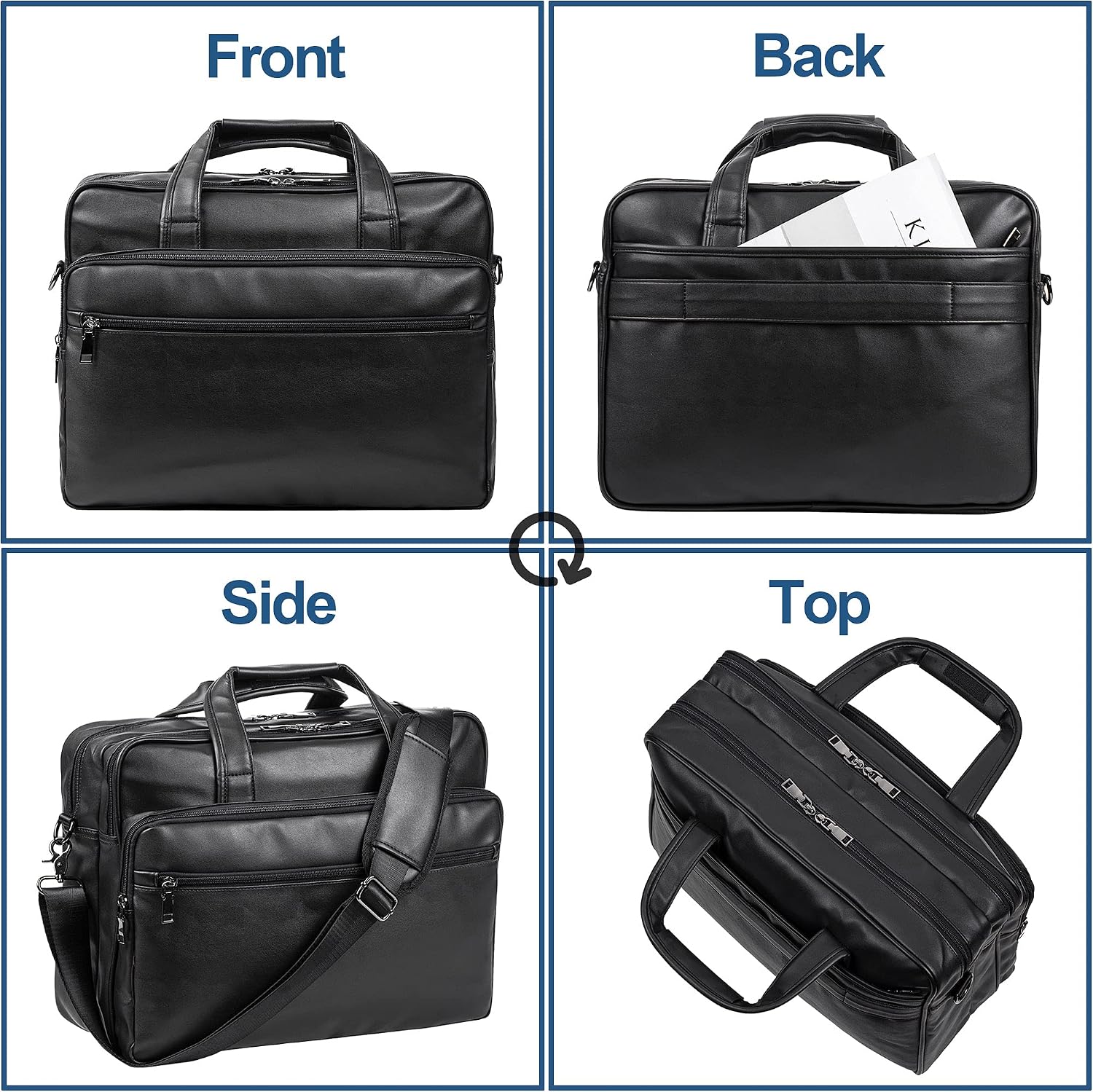 Leather Laptop Bag, Men's 15.6 Inche 17.3 Inche Messenger Briefcase Business Satchel Computer Handbag Shoulder Bag
