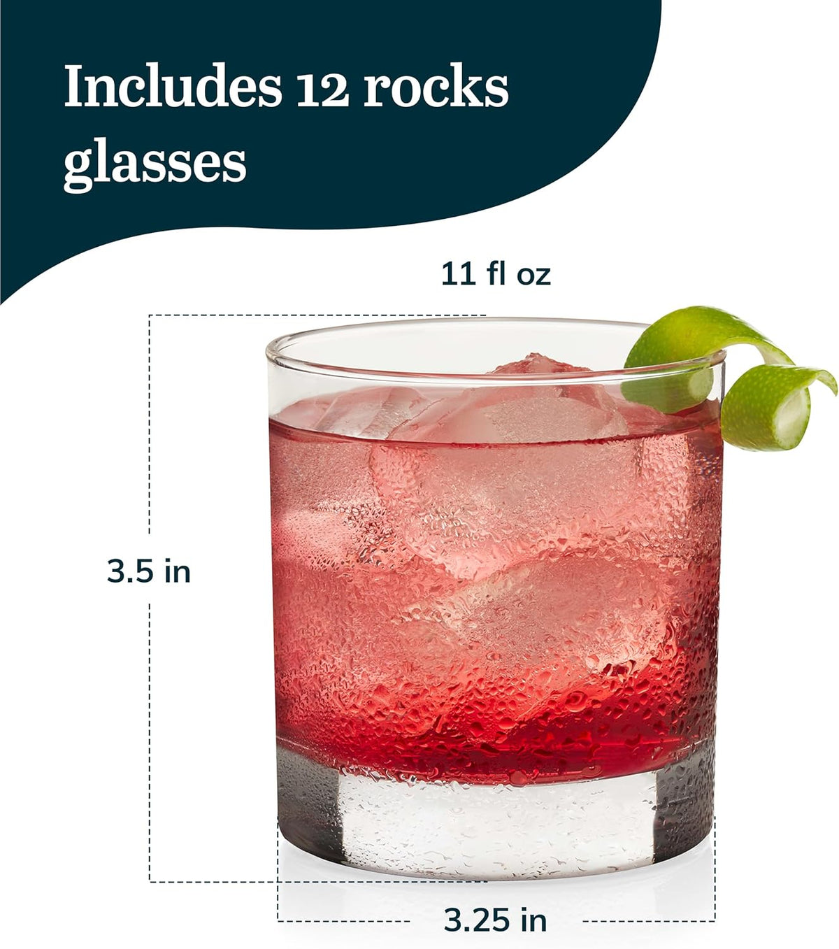 917CD Heavy Base Rocks Glasses Set of 12, 11 oz