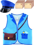 Kids Mailman Costume Set Postman Vest Hat Envelopes Mail Carrier Dress Up for Boys Girls Career Day Halloween Pretend